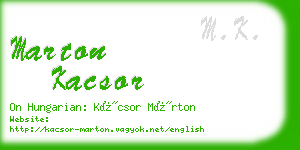 marton kacsor business card